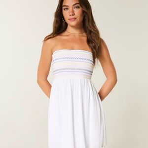 Hollister White Strapless Dress with Colorful Accents